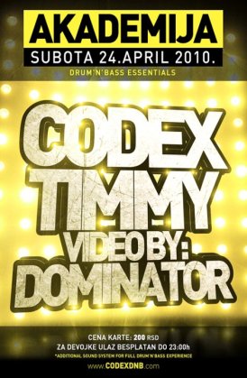 CODEX PRESENTS DRUM'N'BASS PARTY @ AKADEMIJA, Akademija, Beograd