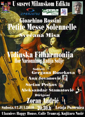 "U susret MIlanskom Ediktu"   ROSSINI - Petite Messe Solennelle/ Svecana Misa, Niška Tvrđava, Niš