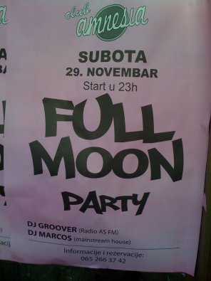 Full Moon Party, Club Amnesia, Novi Sad