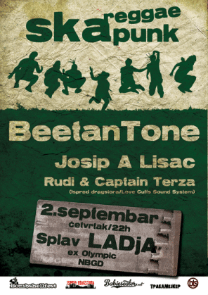 BEETANTONE (ska/reggae/punk-ZG) w./JOSIP A LISAC, Splav Ladja (ex Olympic), Beograd