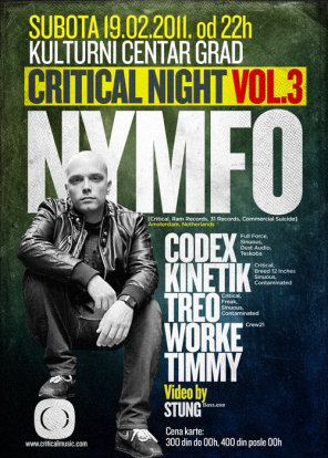 CRITICAL NIGHT vol. 3 w/ NYMFO (NL,Amsterdam), Kulturni Centar Grad, Beograd