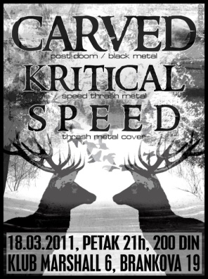 Metal koncert Carved, Kritical, Speed LIVE @ MARSHALL6!, Marshall 6, Beograd