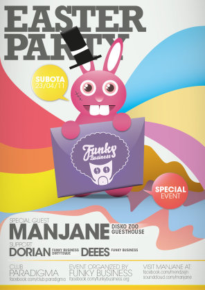 MANJANE / FUNKY BUSINESS EASTER PARTY, Club Paradigma, Vrsac