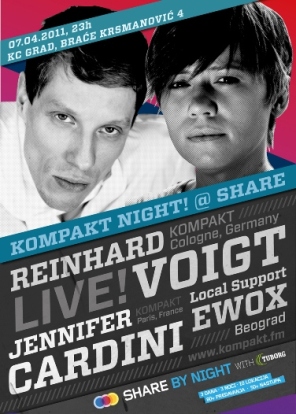 Kompakt presents: Reinhard Voigt & Jennifer Cardini, Kulturni Centar Grad, Beograd