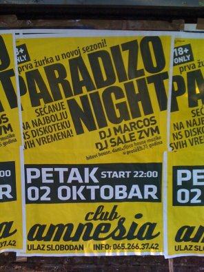 Paradizo Night, Club Amnesia, Novi Sad